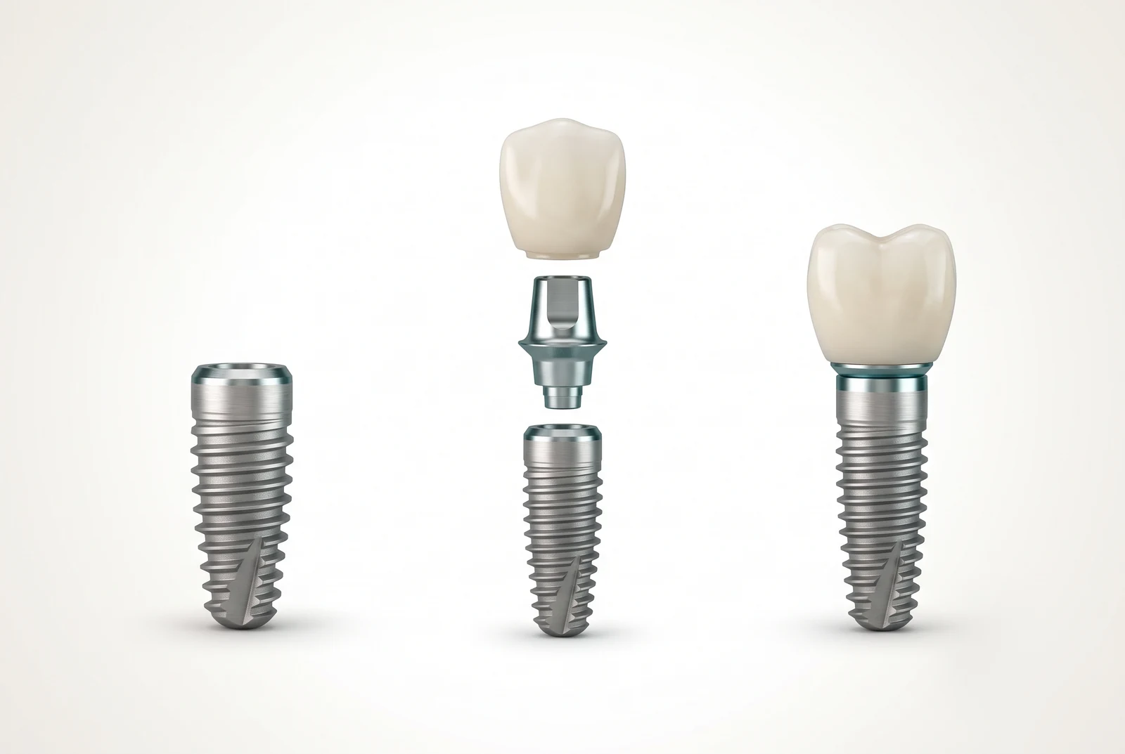 Diş implantı bileşenleri: implant, abutment ve kron